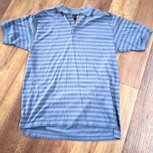 ​Canyon Creek Men's Medium Blue Striped Polo Shirt Short Sleeve Golf Casual Top